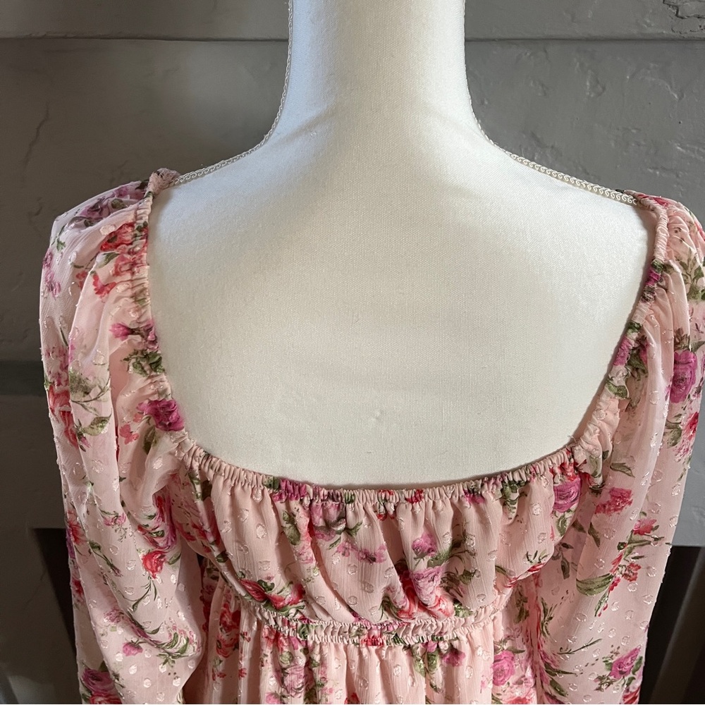 Floral Pink Long Sleeve Dress - Picture 3 of 6